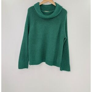 Lou & Grey Emerald Green Cowl Neck Side Zip Knit Sweater Womens Small S 760527